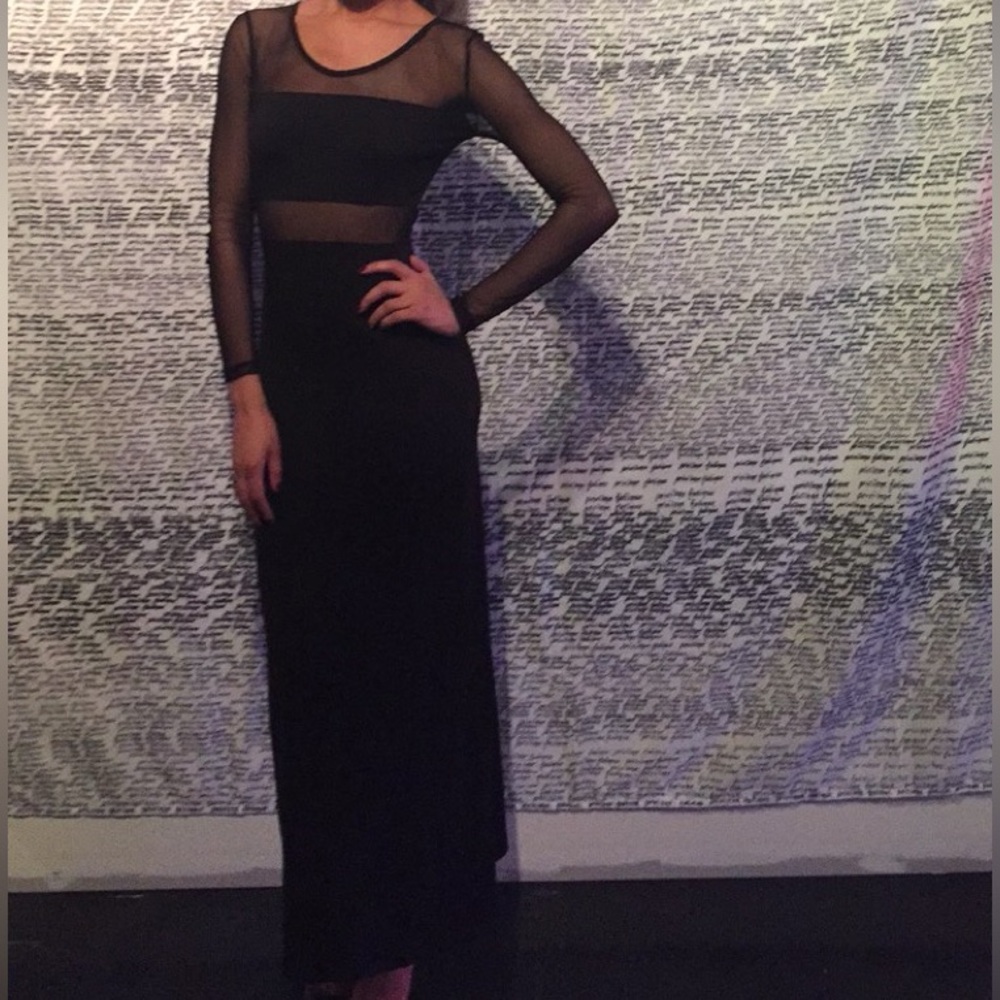 Black Sheer Panel Dress